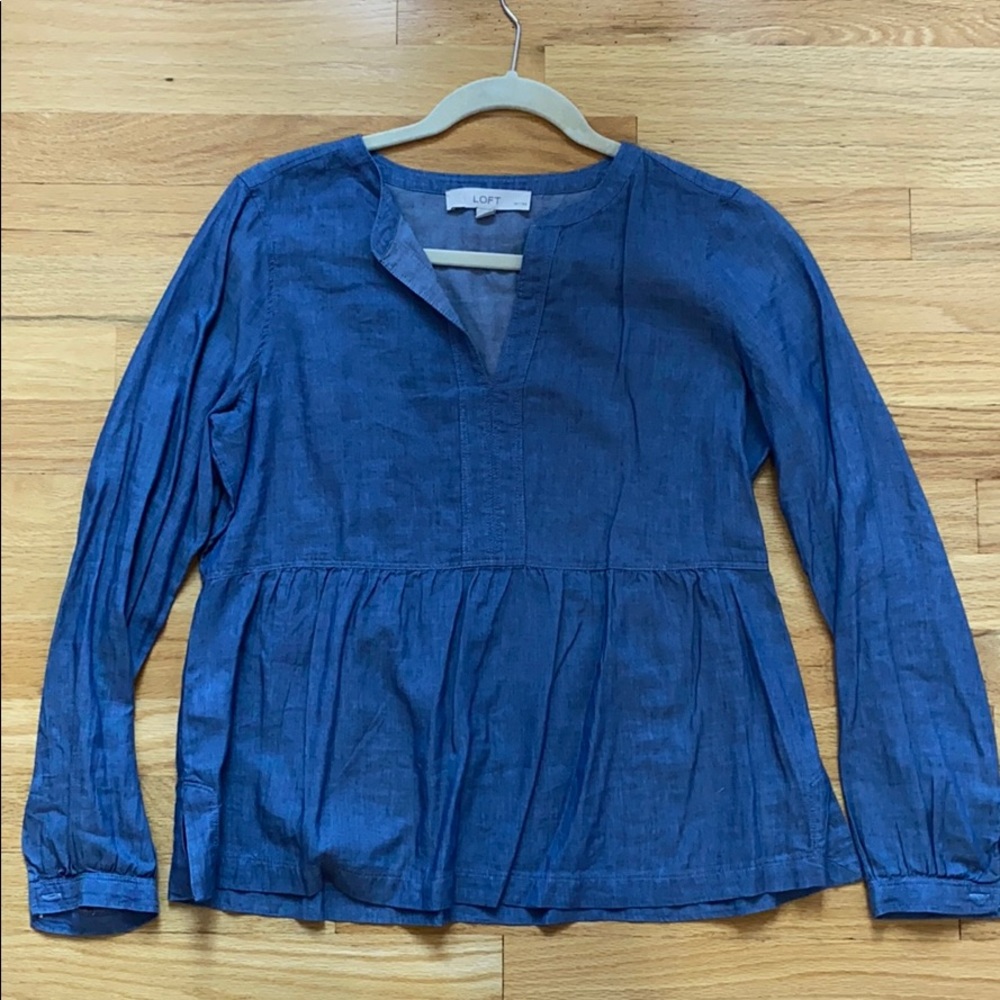 Loft Chambray Peplum